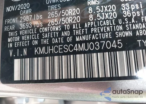 2021 Genesis Gv80 3.5T Awd Advanced from USA, damaged, VIN KMUHCESC4MU037045